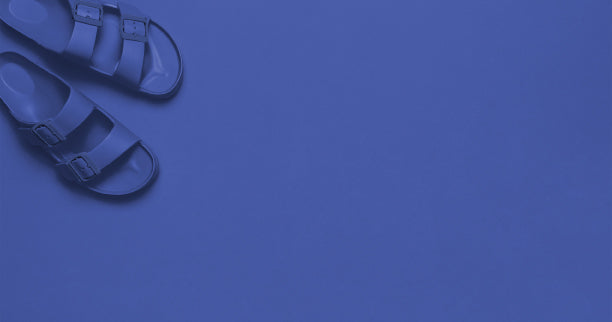 Women's Comfort Slides Double Buckle Adjustable EVA Flat Sandals BLUE