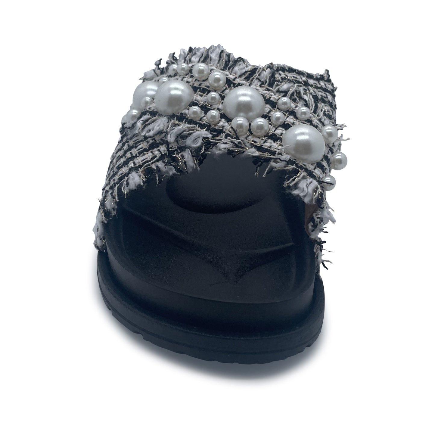 WOMENS RUBBER SLIDES WITH PEARLS