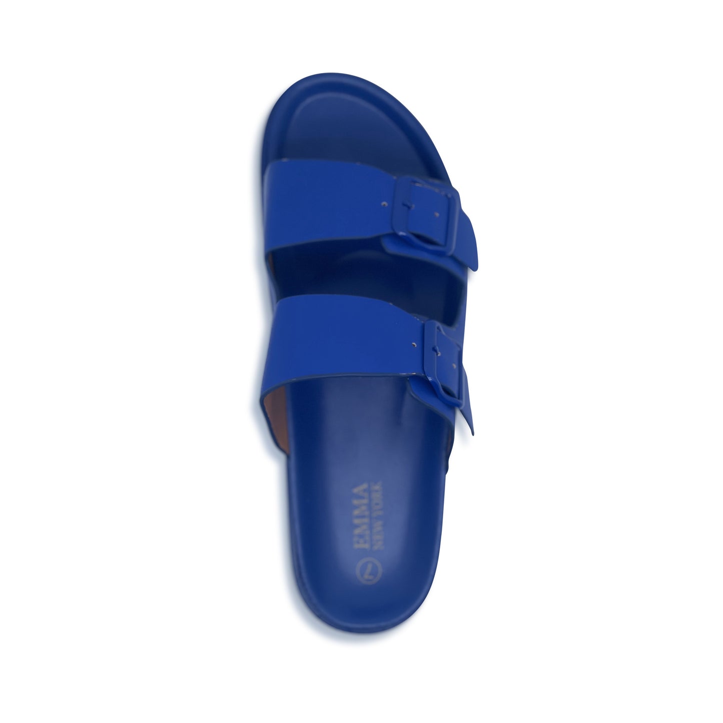 Women's Comfort Slides Double Buckle Adjustable EVA Flat Sandals BLUE
