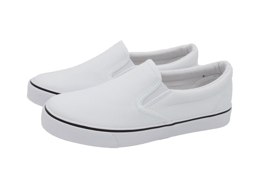 Low Top Slip On Canvas Sneakers - White