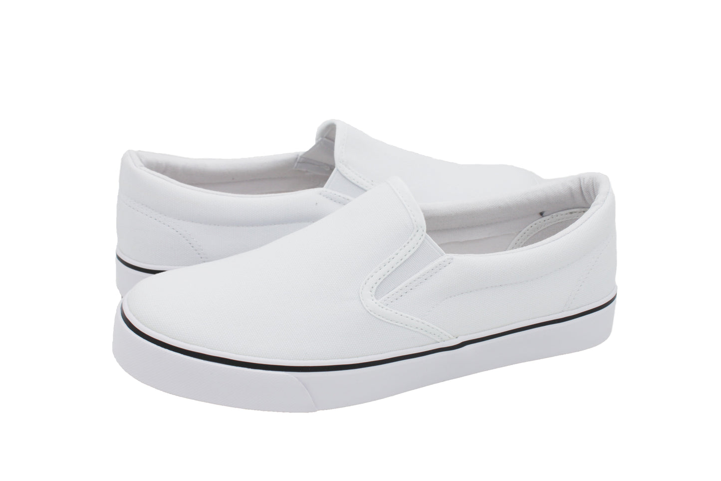 Low Top Slip On Canvas Sneakers - White