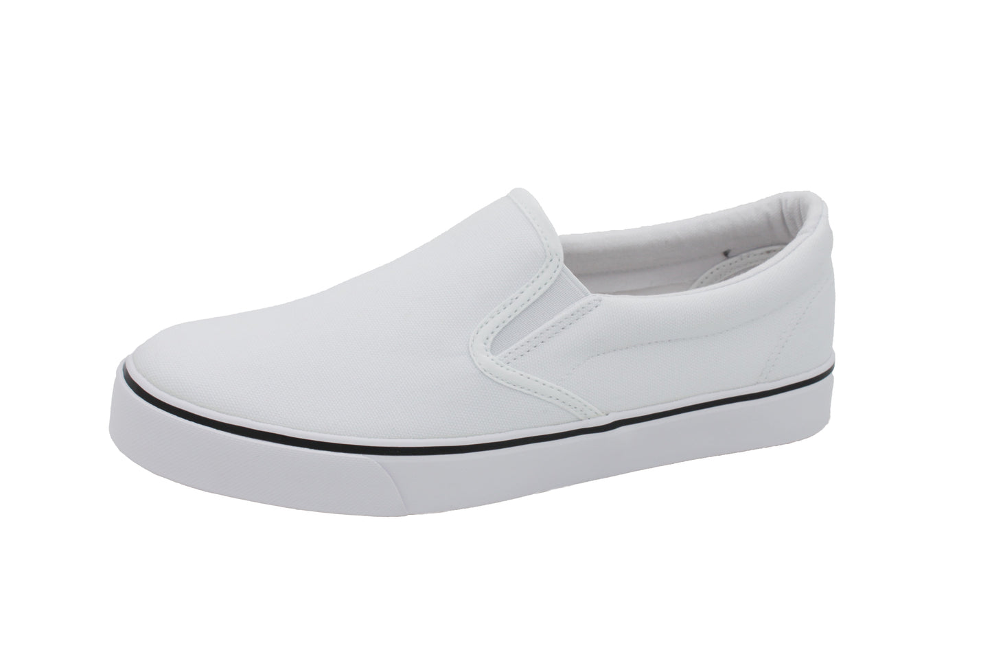 Low Top Slip On Canvas Sneakers - White