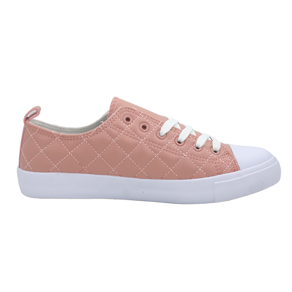 Women's Quilted Toe Cap Everyday Lace Up Sneakers - Blush