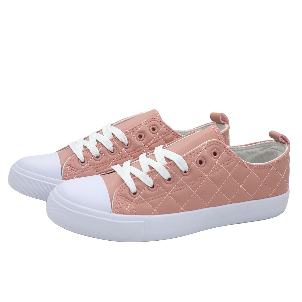 Women's Quilted Toe Cap Everyday Lace Up Sneakers - Blush