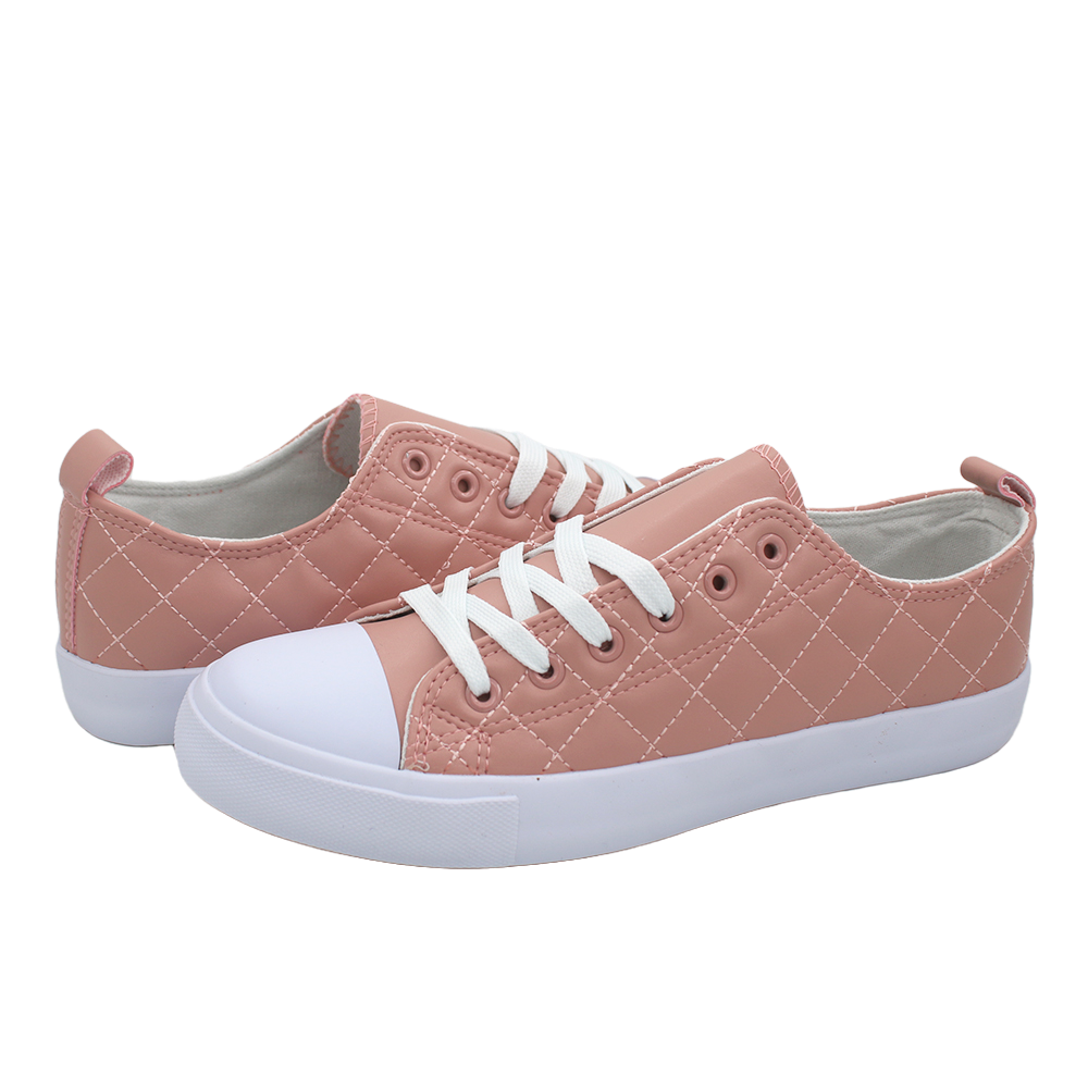 Women's Quilted Toe Cap Everyday Lace Up Sneakers - Blush