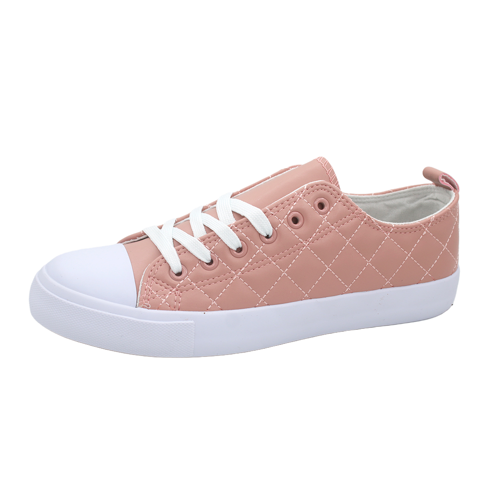 Women's Quilted Toe Cap Everyday Lace Up Sneakers - Blush