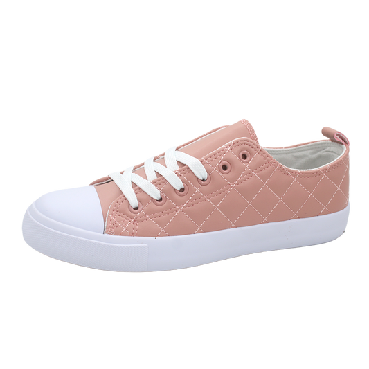 Women's Quilted Toe Cap Everyday Lace Up Sneakers - Blush