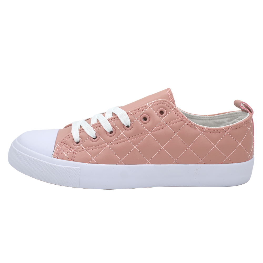 Women's Quilted Toe Cap Everyday Lace Up Sneakers - Blush