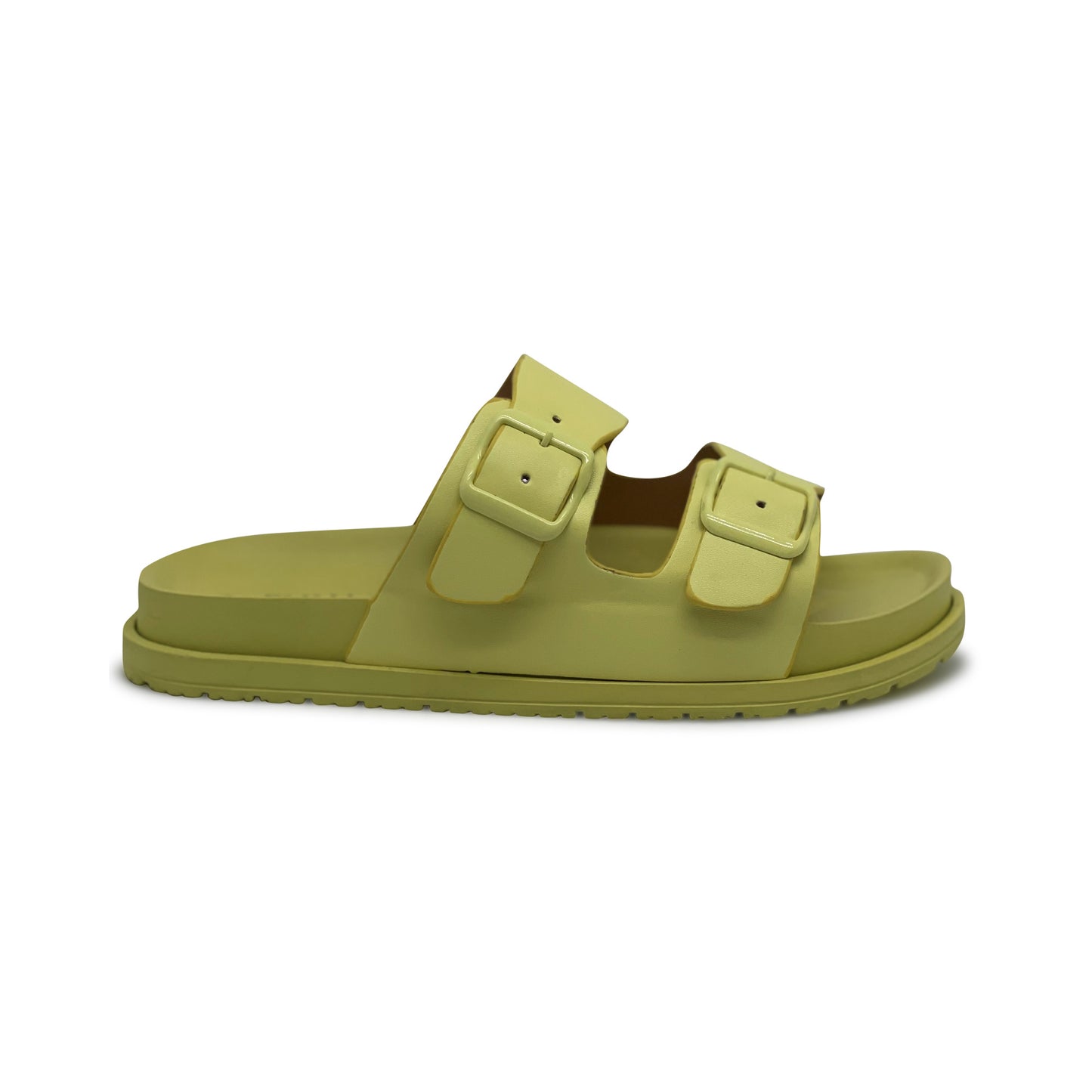 Women's Comfort Slides Double Buckle Adjustable EVA Flat Sandals-YELLOW