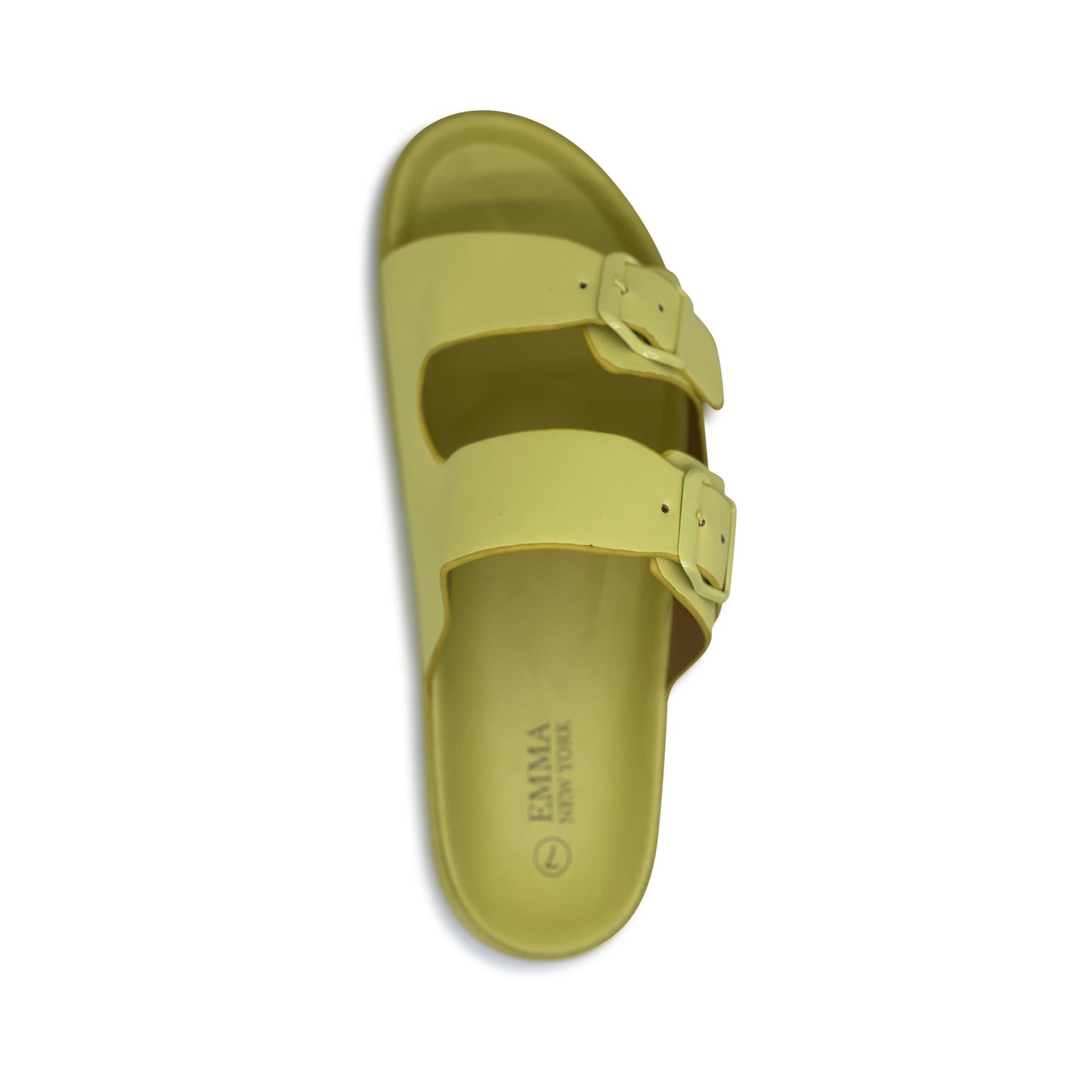 Women's Comfort Slides Double Buckle Adjustable EVA Flat Sandals-YELLOW