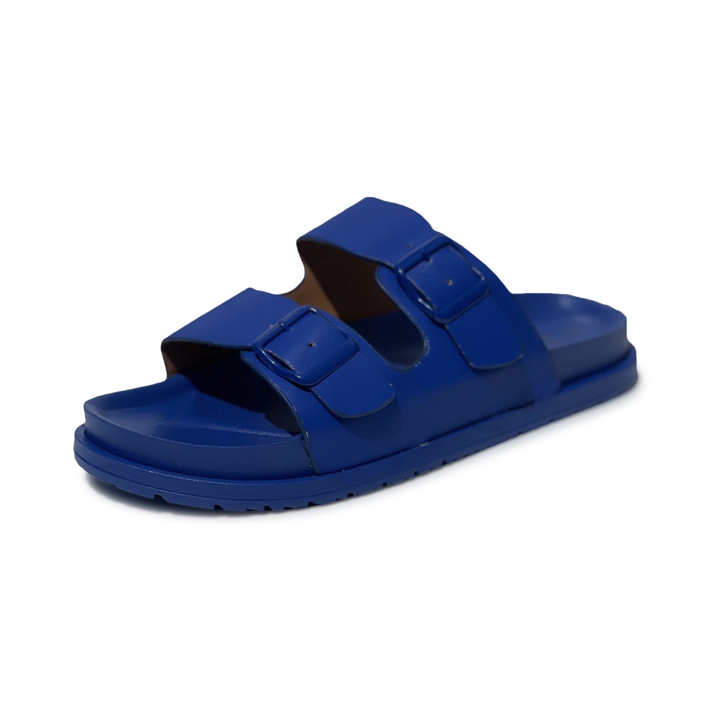 Women's Comfort Slides Double Buckle Adjustable EVA Flat Sandals BLUE